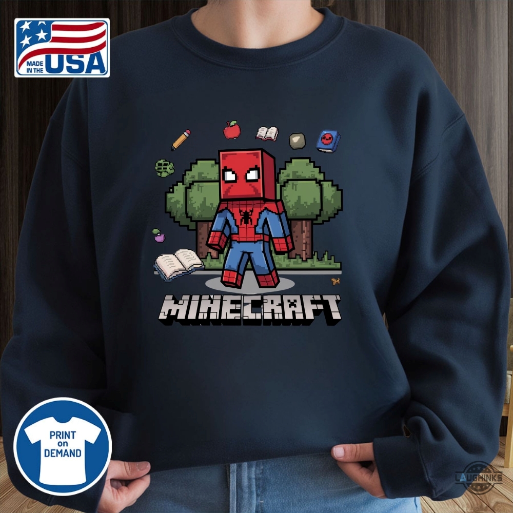 Funny Minecraft Spiderman Birthday Shirt 18 Funny Minecraft Spiderman Birthday Shirt