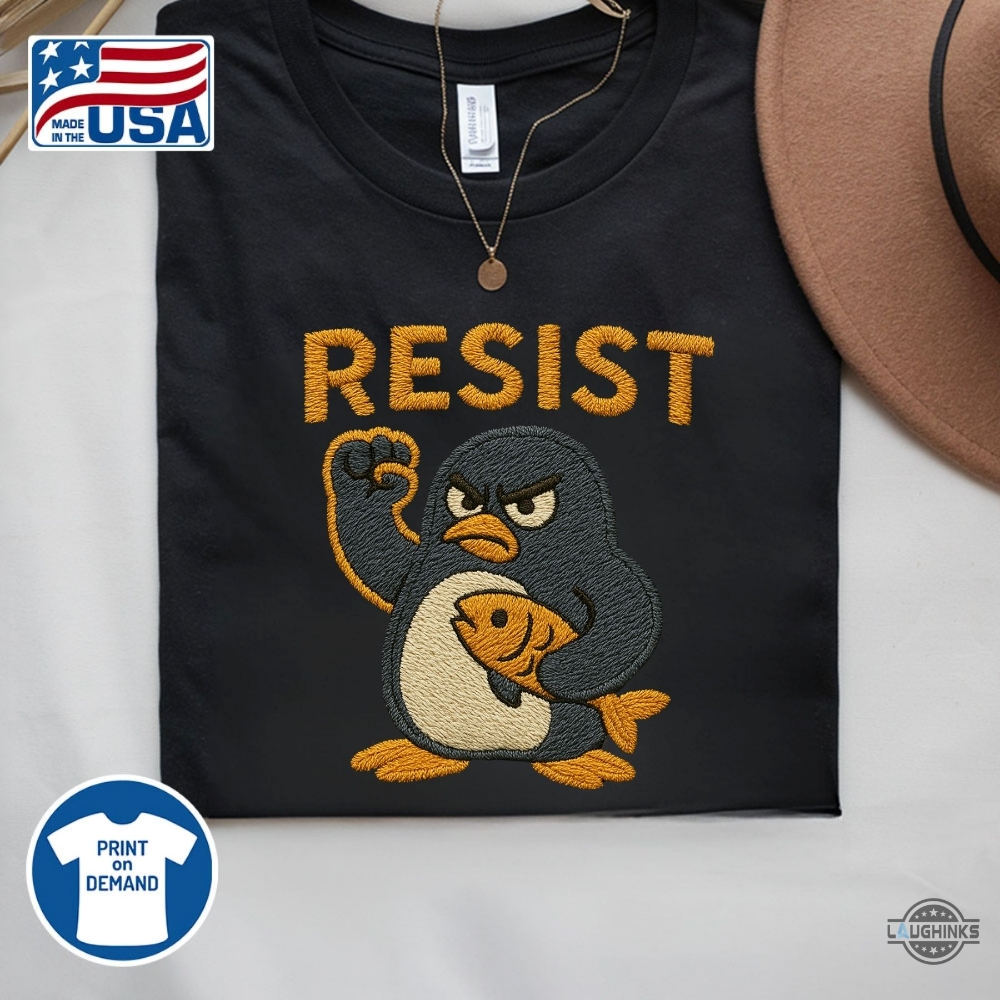 Penguins Resist Embroidered Shirt Anti Trump Against Tariffs 11 Penguins Resist Embroidered Shirt Anti Trump Against Tariffs
