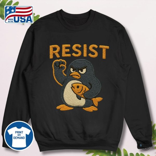 penguins resist embroidered shirt anti trump against tariffs