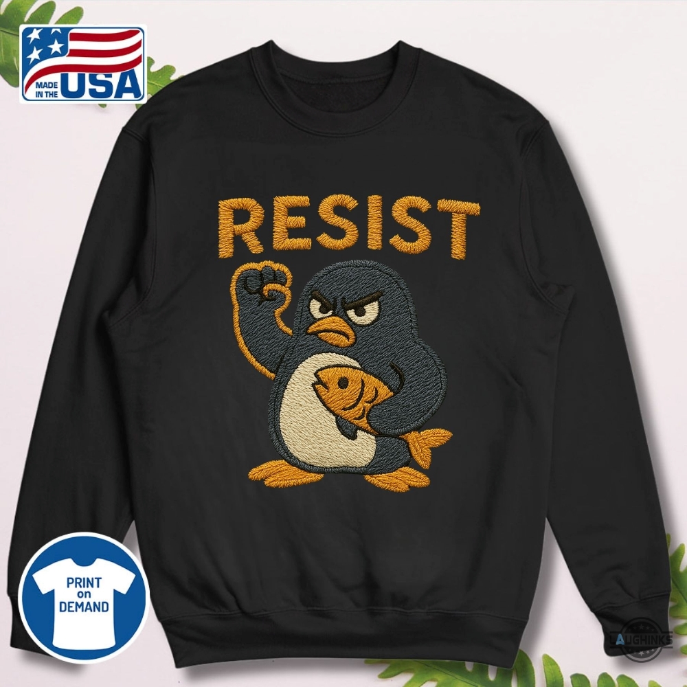 Penguins Resist Embroidered Shirt Anti Trump Against Tariffs 13 Penguins Resist Embroidered Shirt Anti Trump Against Tariffs