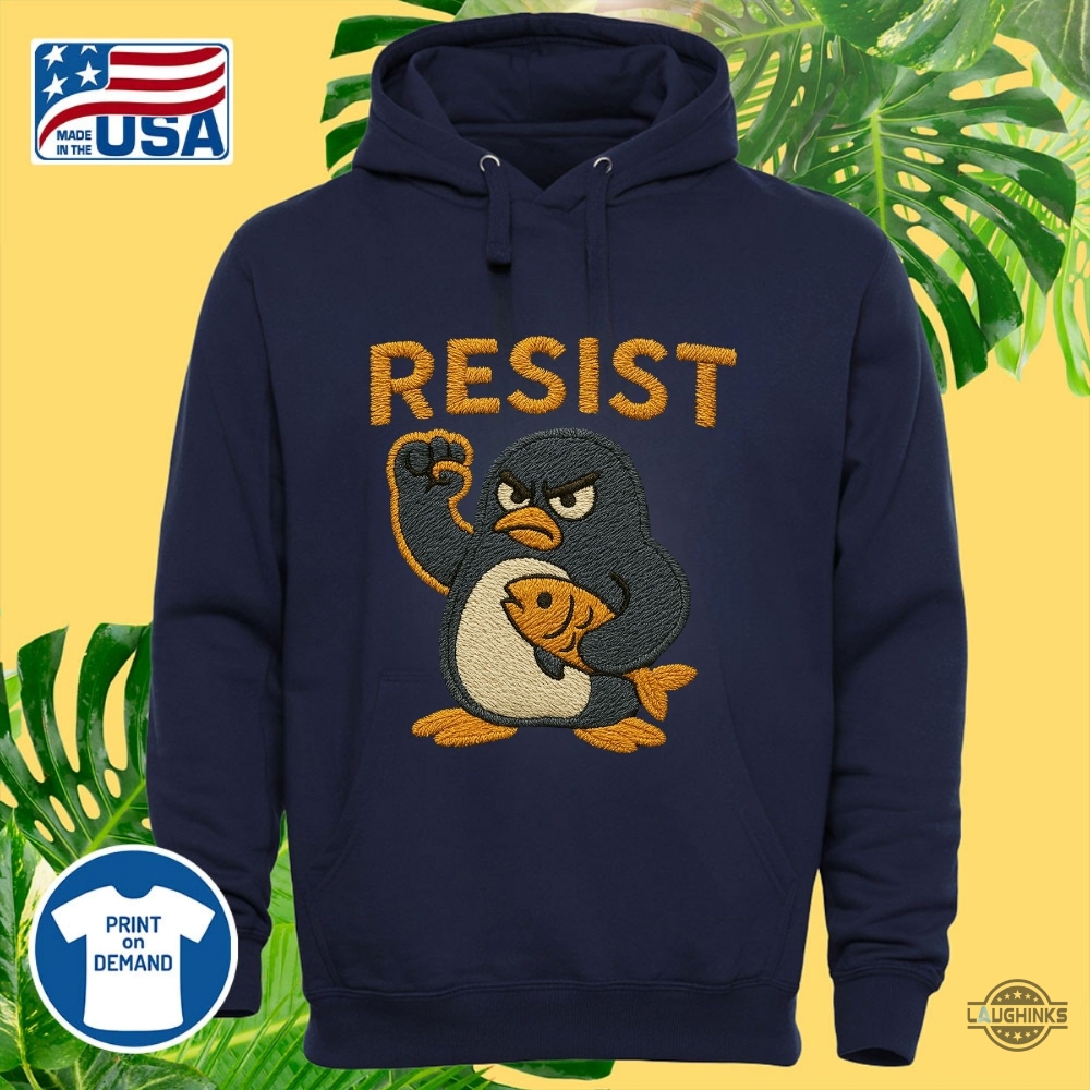 Penguins Resist Embroidered Shirt Anti Trump Against Tariffs 14 Penguins Resist Embroidered Shirt Anti Trump Against Tariffs