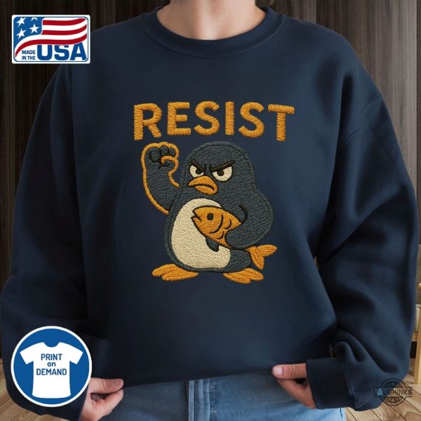 penguins resist embroidered shirt anti trump against tariffs