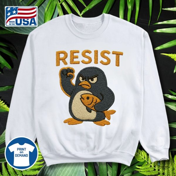 penguins resist embroidered shirt anti trump against tariffs