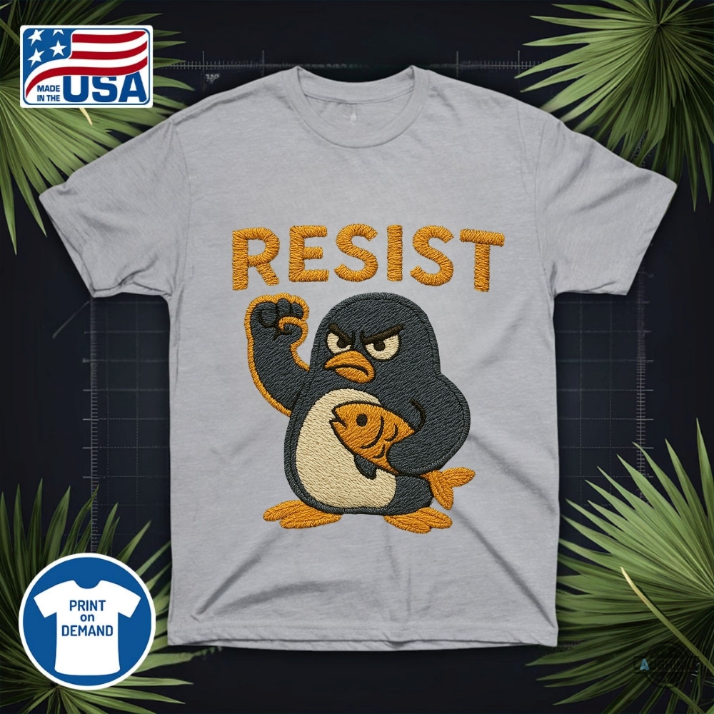 Penguins Resist Embroidered Shirt Anti Trump Against Tariffs 17 Penguins Resist Embroidered Shirt Anti Trump Against Tariffs