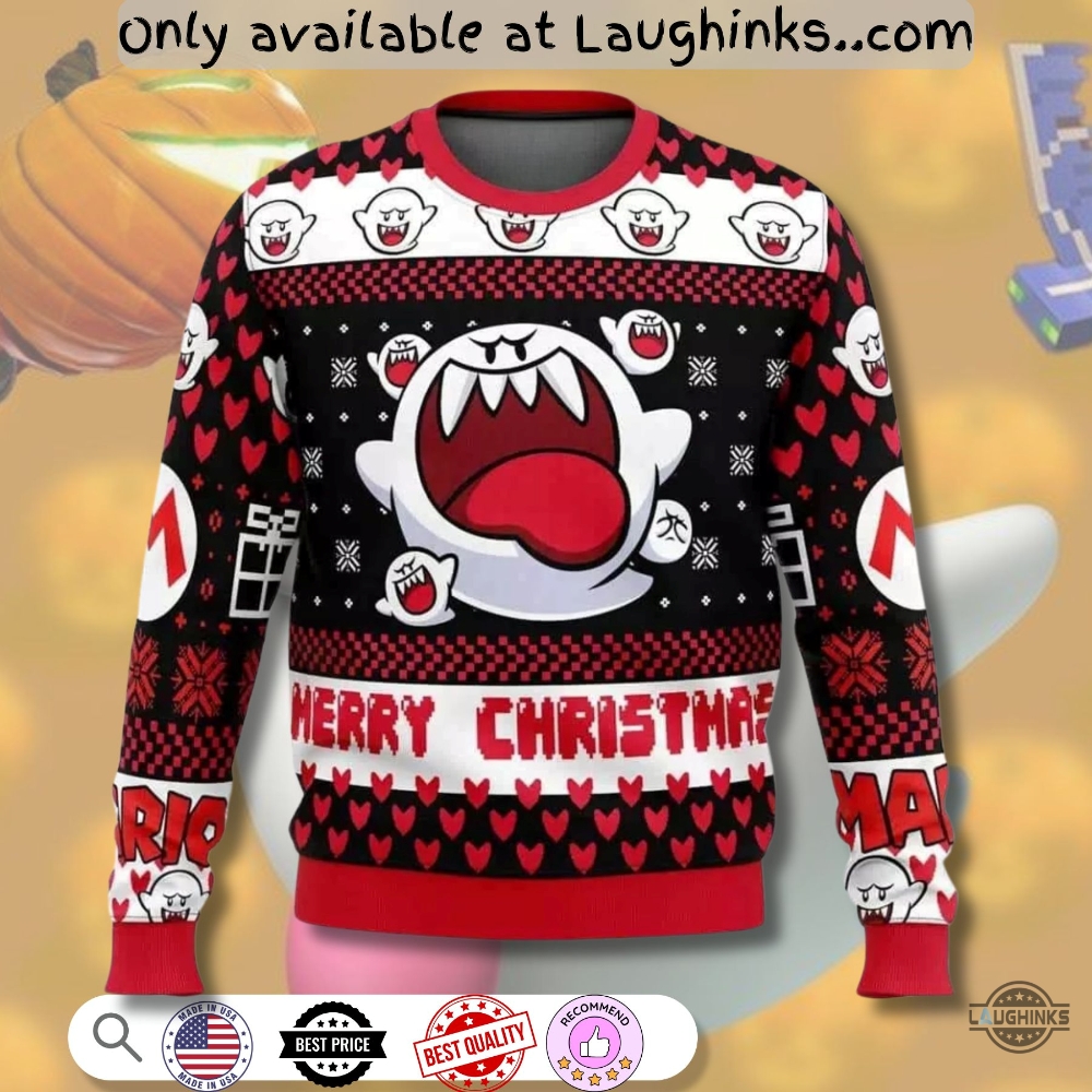 Funny Bros Super Mario Boo Ugly Merry Christmas Sweater 6 Funny Bros Super Mario Boo Ugly Merry Christmas Sweater