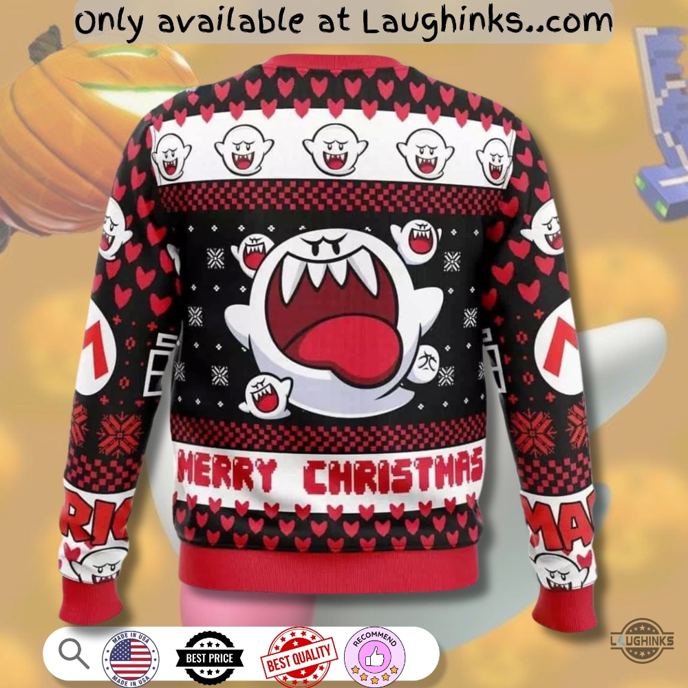 Funny Bros Super Mario Boo Ugly Merry Christmas Sweater 7 Funny Bros Super Mario Boo Ugly Merry Christmas Sweater