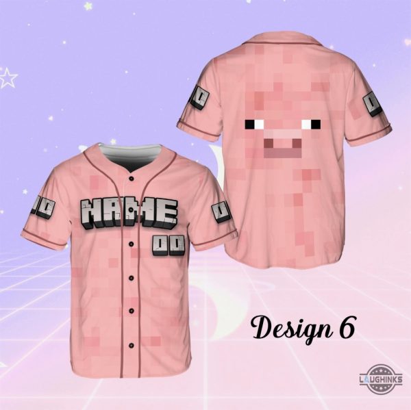 minecraft characters baseball jersey shirt custom name and number