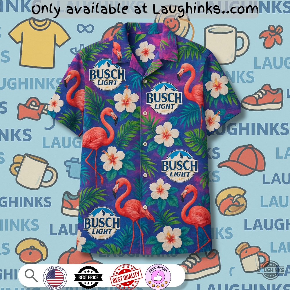 Flamingo Busch Light Beer Hawaiian Shirt 5 Flamingo Busch Light Beer Hawaiian Shirt