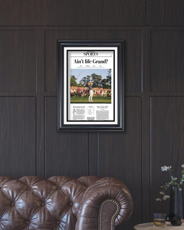 2025 masters champion rory mcilroy aint life grand newspaper framed poster random color laughinks 4