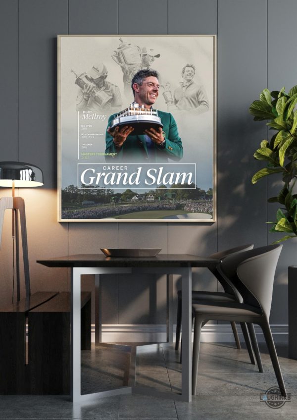rory mcilroy masters 2025 framed poster augusta grand slam winner