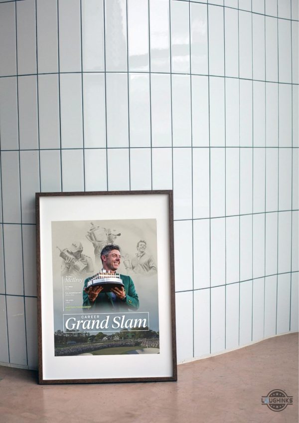 rory mcilroy masters 2025 framed poster augusta grand slam winner