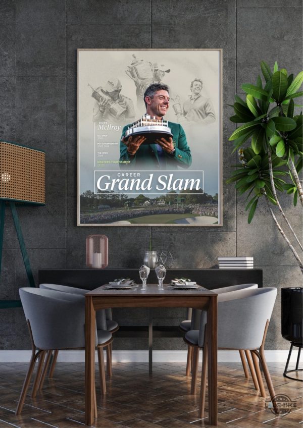 rory mcilroy masters 2025 framed poster augusta grand slam winner