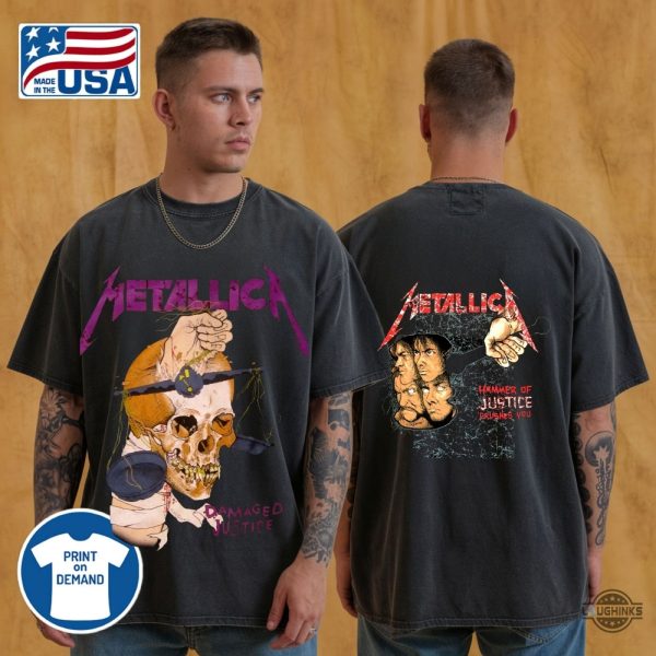 metallica damaged justice shirt hammer of justice crushes you