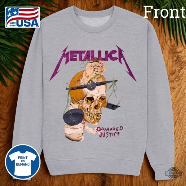metallica damaged justice shirt hammer of justice crushes you