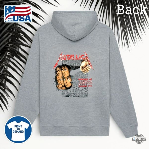 metallica damaged justice shirt hammer of justice crushes you