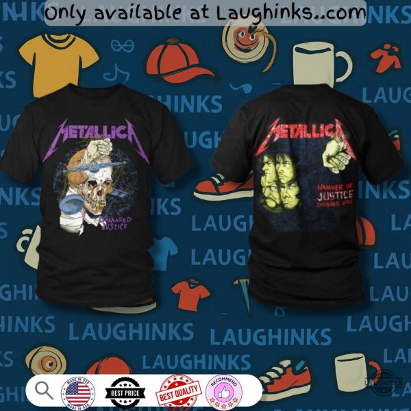 metallica damaged justice shirt hammer of justice crushes you