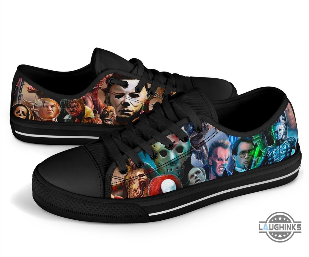 Horror Movie Characters Low Top Shoes Custom Sneakers For Halloween 7 Horror Movie Characters Low Top Shoes Custom Sneakers For Halloween