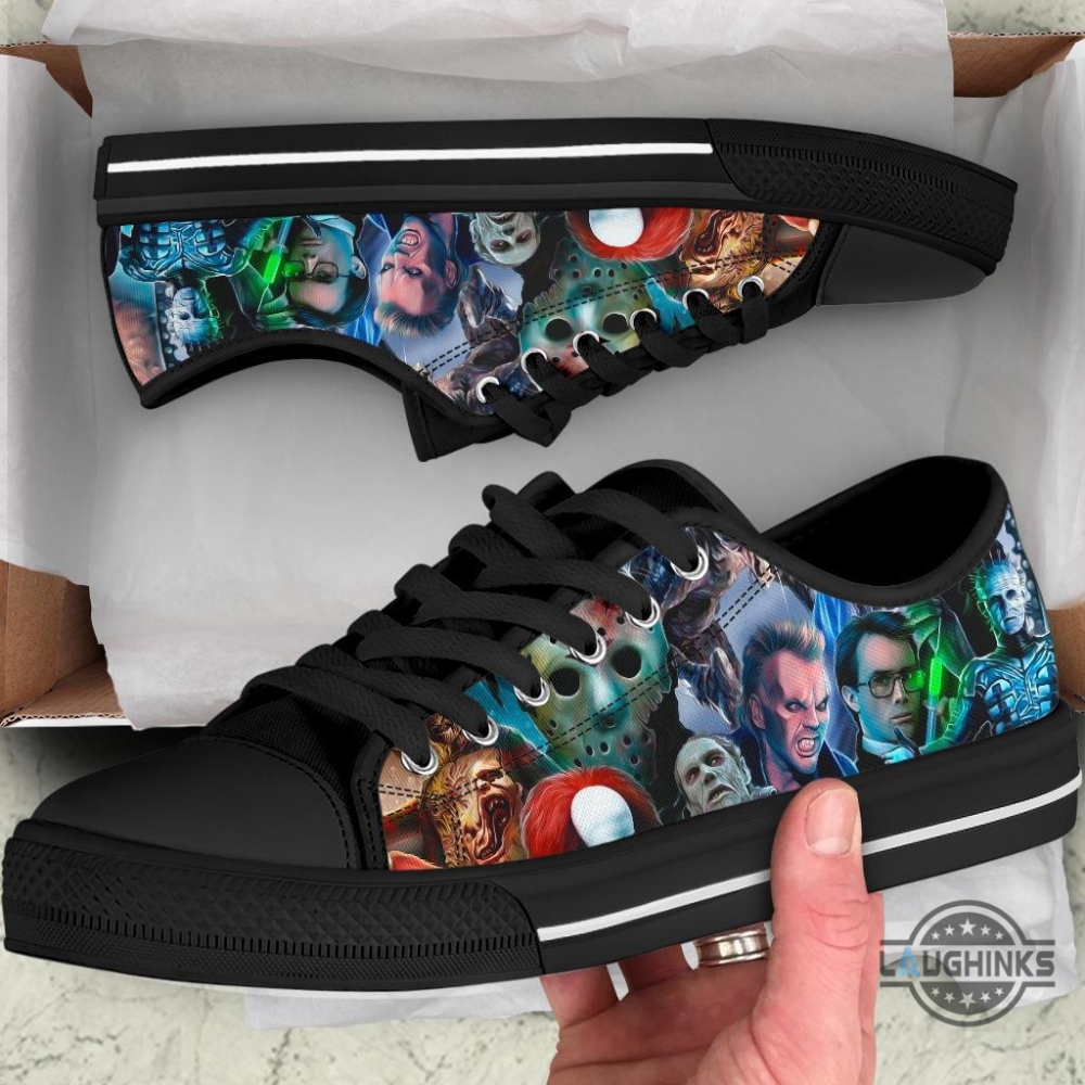 Horror Movie Characters Low Top Shoes Custom Sneakers For Halloween 9 Horror Movie Characters Low Top Shoes Custom Sneakers For Halloween