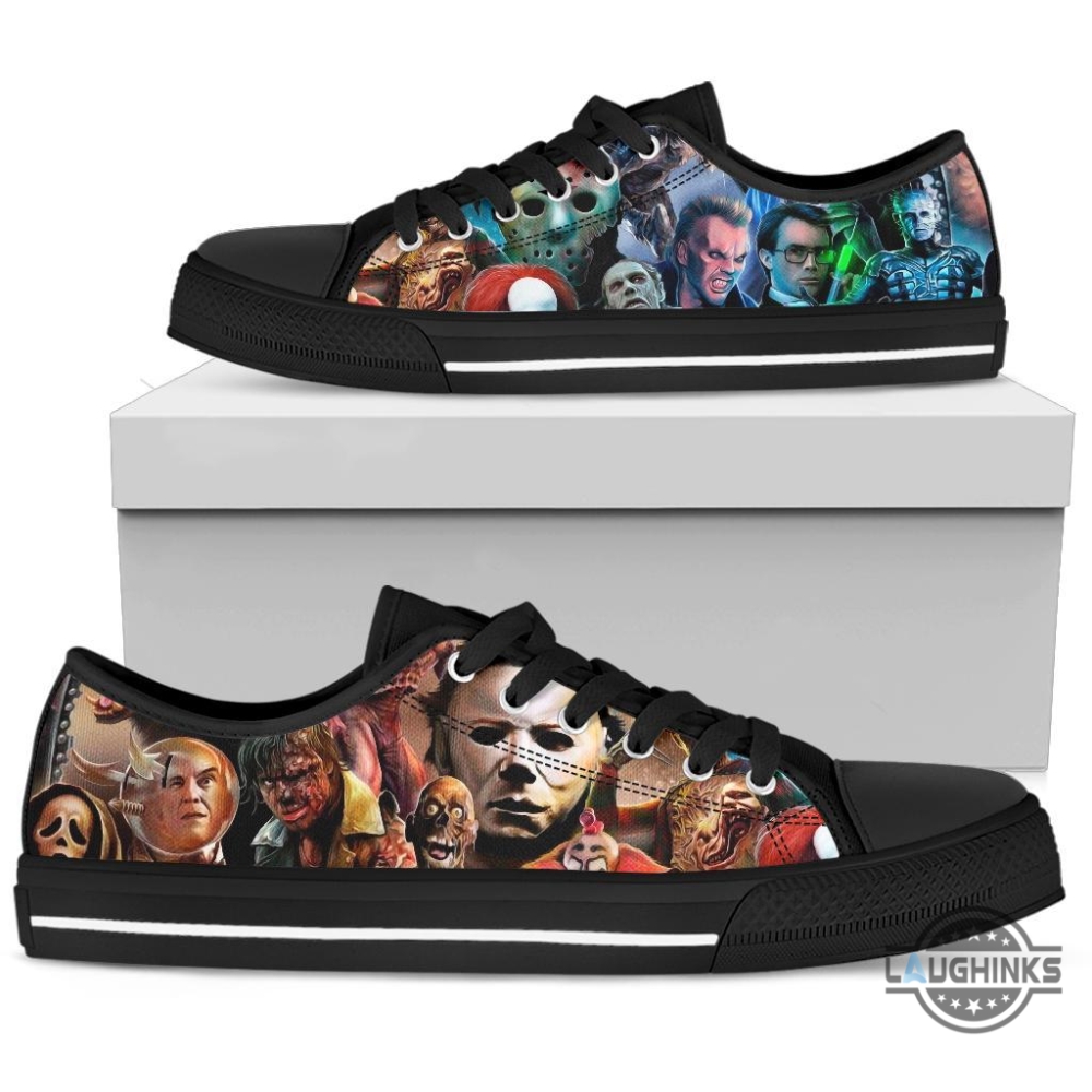 Horror Movie Characters Low Top Shoes Custom Sneakers For Halloween 10 Horror Movie Characters Low Top Shoes Custom Sneakers For Halloween