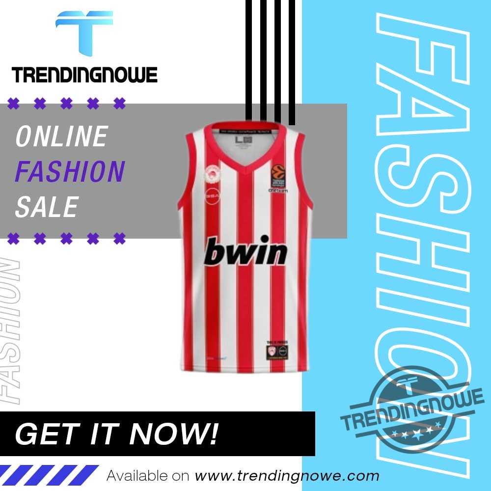 Olympiacos Bc 2024 2025 Home Striped Jersey 8 Olympiacos BC 2024 2025 Home Striped Jersey