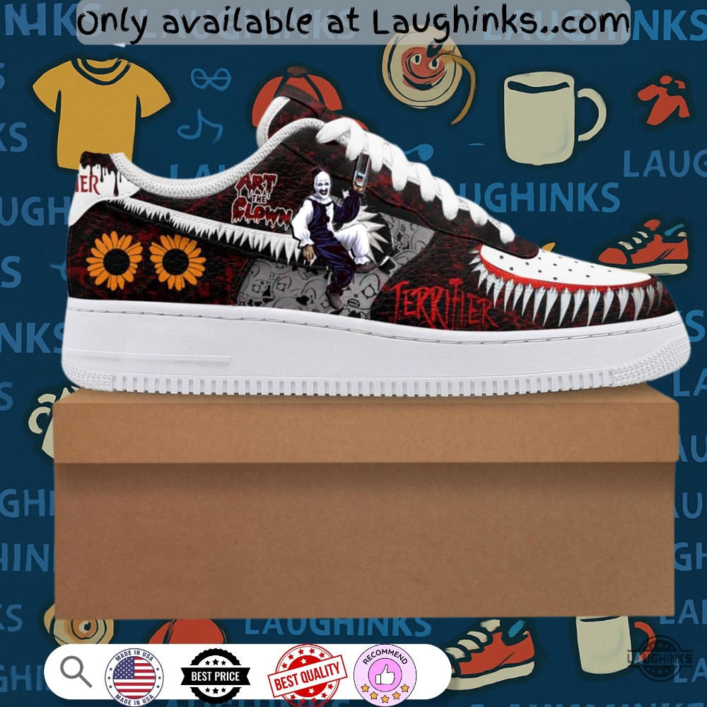 Terrifier Art The Clown Custom Nike Air Force 1 Shoes 8 Terrifier Art The Clown Custom Nike Air Force 1 Shoes