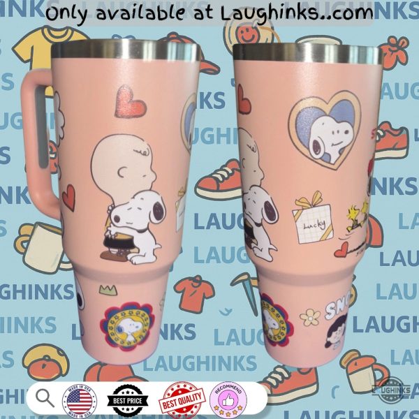 light pink snoopy peanuts stanley tumbler 40oz dupe