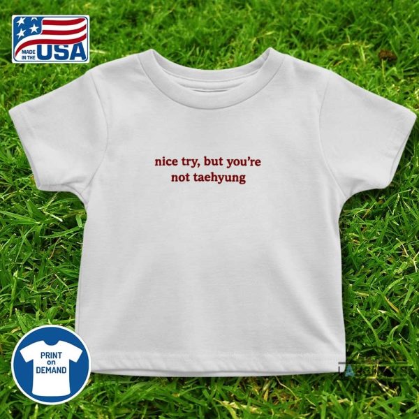 nice try but youre not taehyung v bts embroidered shirt