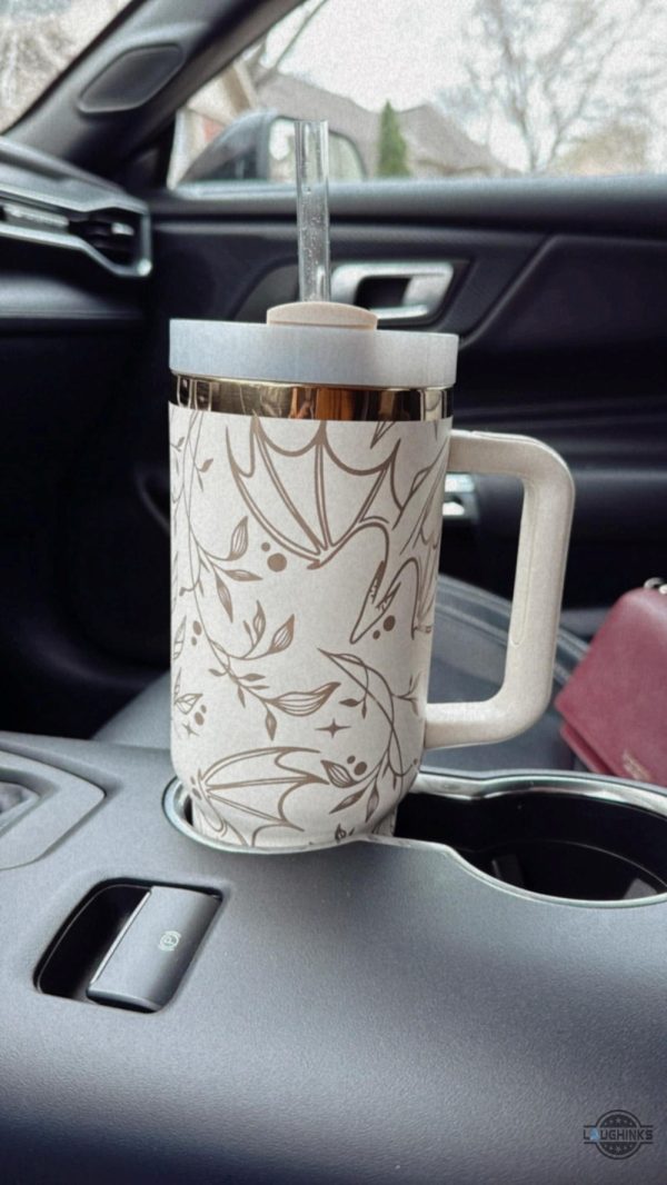ivory dragon 40oz tumbler gold engraved fantasy reader tumbler bookish merch reader gifts laughinks 1