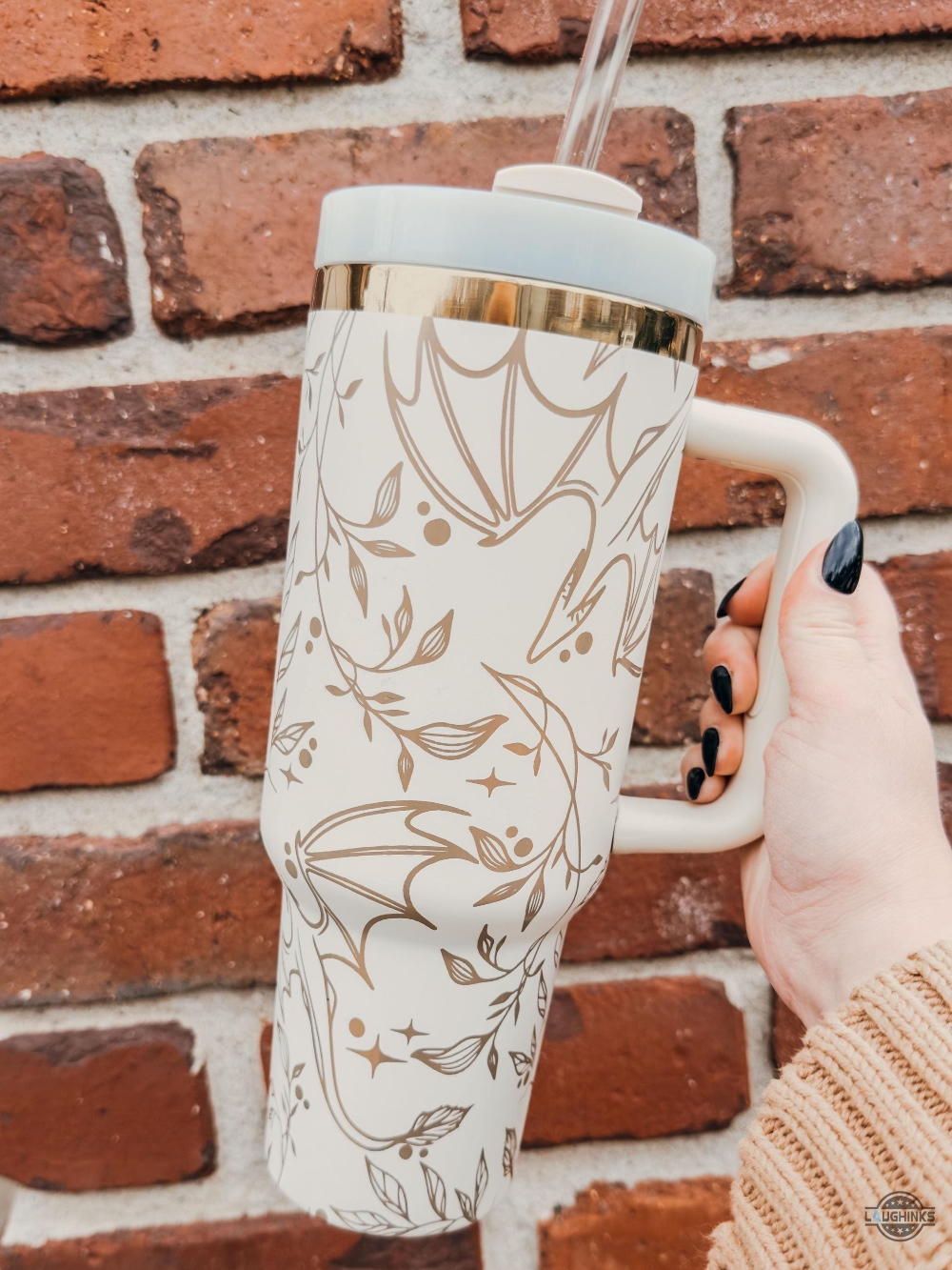 Ivory Dragon 40Oz Tumbler Gold Engraved Fantasy Reader Tumbler Bookish Merch Reader Gifts 21 Ivory Dragon 40oz Tumbler | Gold Engraved | Fantasy Reader Tumbler | Bookish Merch | Reader Gifts |