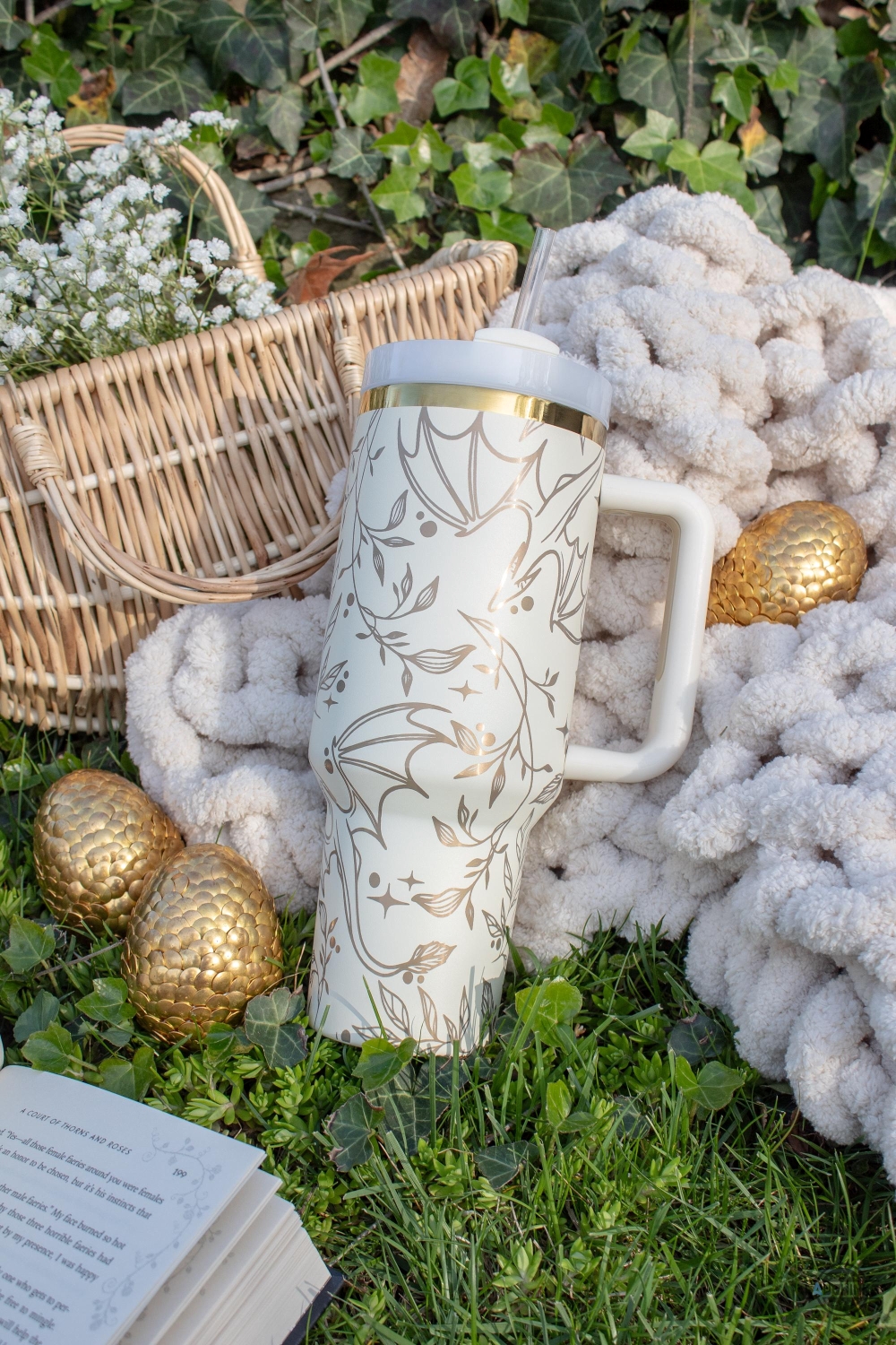 Ivory Dragon 40Oz Tumbler Gold Engraved Fantasy Reader Tumbler Bookish Merch Reader Gifts 22 Ivory Dragon 40oz Tumbler | Gold Engraved | Fantasy Reader Tumbler | Bookish Merch | Reader Gifts |