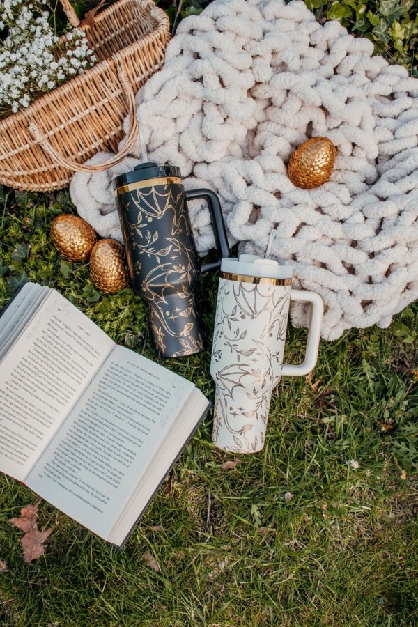 ivory dragon 40oz tumbler gold engraved fantasy reader tumbler bookish merch reader gifts laughinks 7