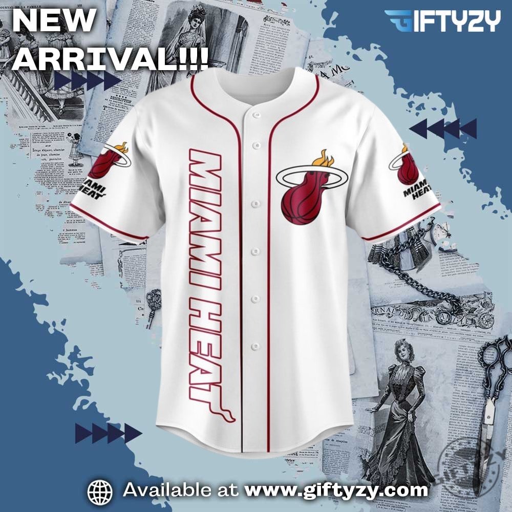 Nba Miami Heat 1988 White Red Baseball Jersey Shirt 5 NBA Miami Heat 1988 White Red Baseball Jersey Shirt