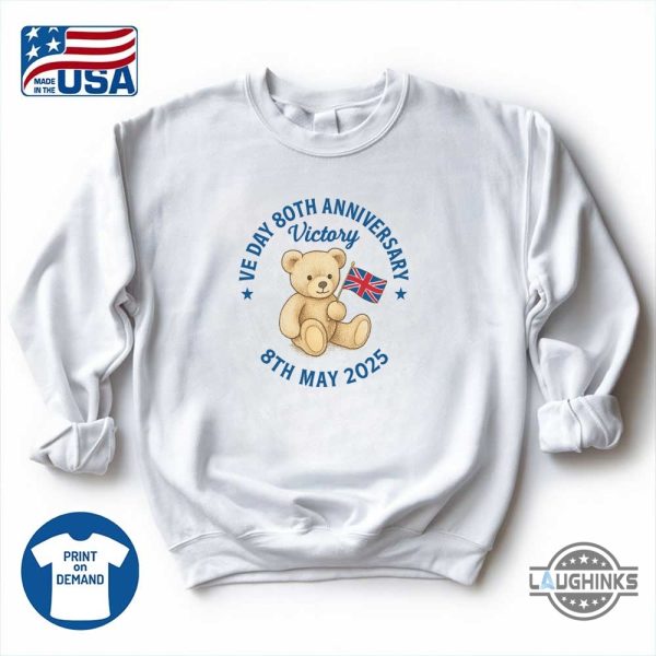 ve day 80th anniversary teddy bear union jack shirt