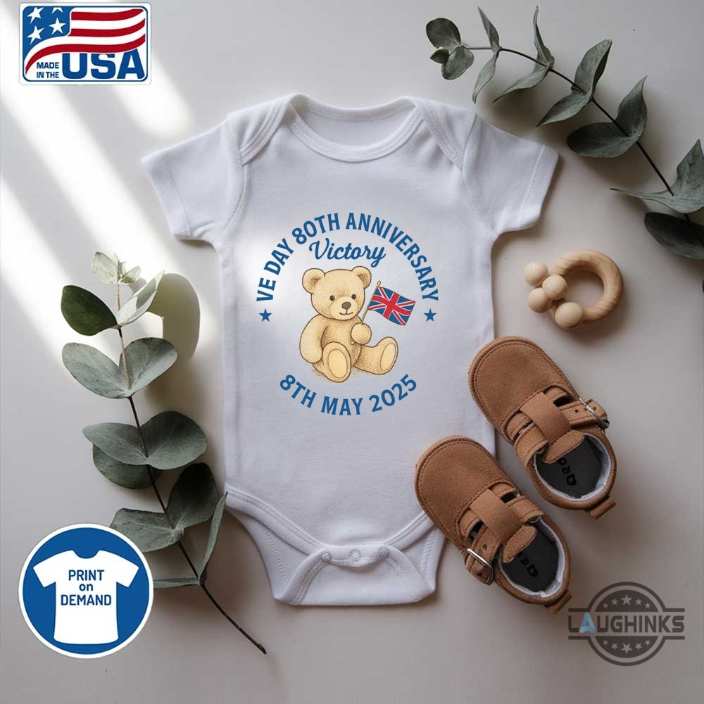Ve Day 80Th Anniversary Teddy Bear Union Jack Shirt 15 VE Day 80th Anniversary Teddy Bear Union Jack shirt