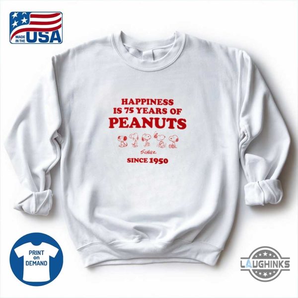 happiness is 75 years of peanuts since 1950 shirt