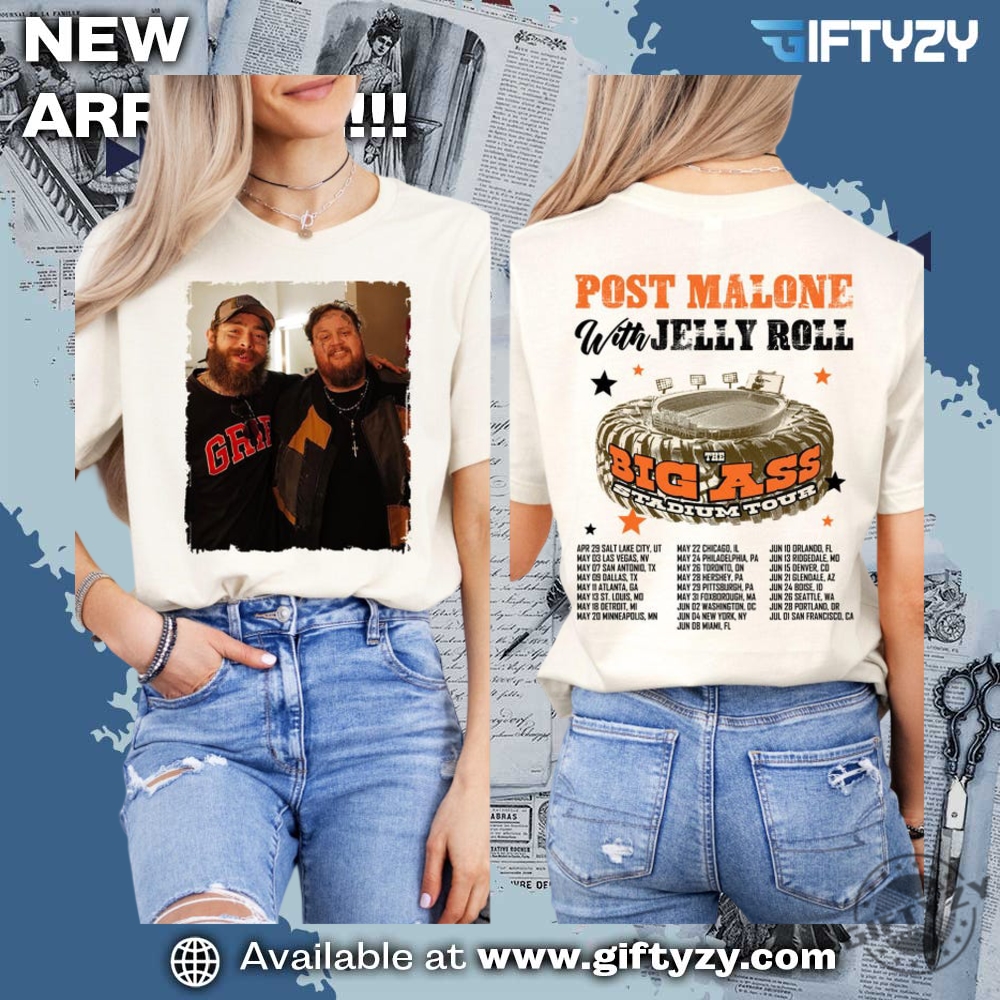 Post Malone Jelly Roll Concert Tour Music Western 2025 Post Malone Tour Big Ass Stadium Tour Shirt 4 Post Malone Jelly Roll Concert Tour Music Western 2025 Post Malone Tour Big Ass Stadium Tour Shirt
