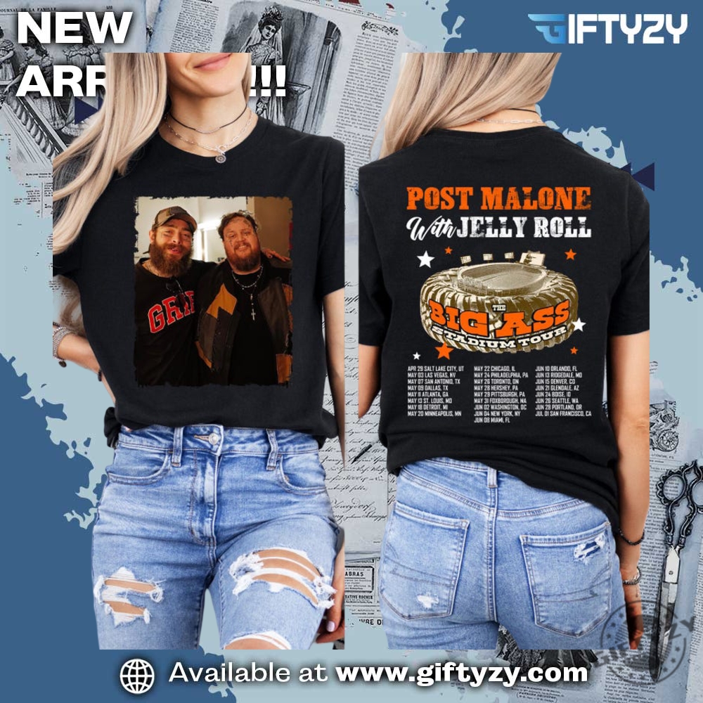 Post Malone Jelly Roll Concert Tour Music Western 2025 Post Malone Tour Big Ass Stadium Tour Shirt 5 Post Malone Jelly Roll Concert Tour Music Western 2025 Post Malone Tour Big Ass Stadium Tour Shirt