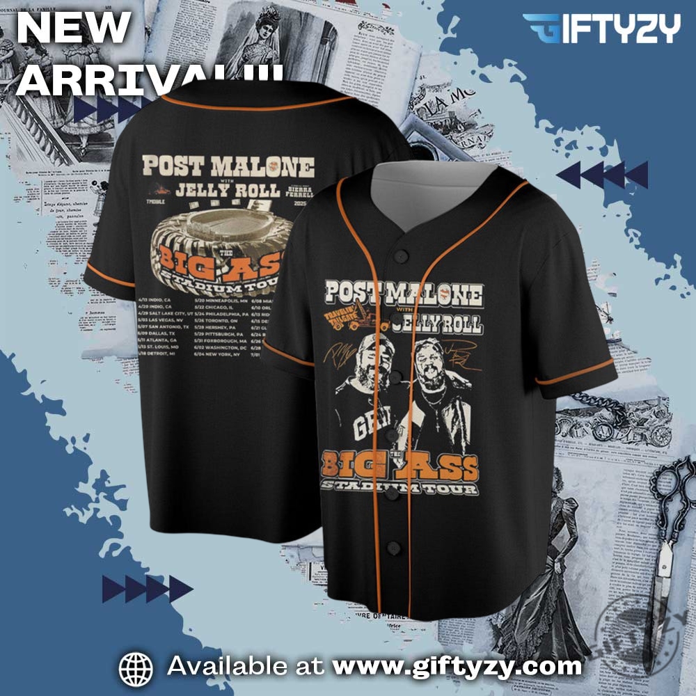 Post Malone Tour Big Ass Stadium Posty 2025 Tour Jelly Roll Country Music Jersey 3 Post Malone Tour Big Ass Stadium Posty 2025 Tour Jelly Roll Country music Jersey