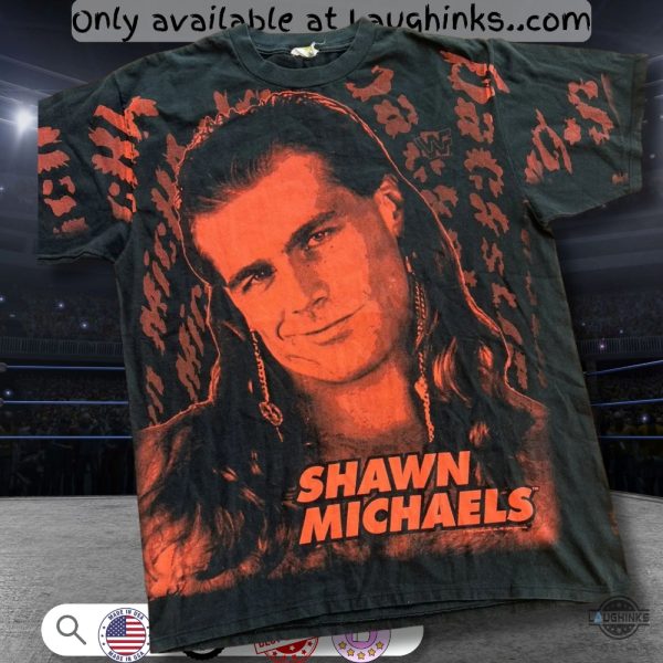 vintage shawn michaels full printed shirt wwe