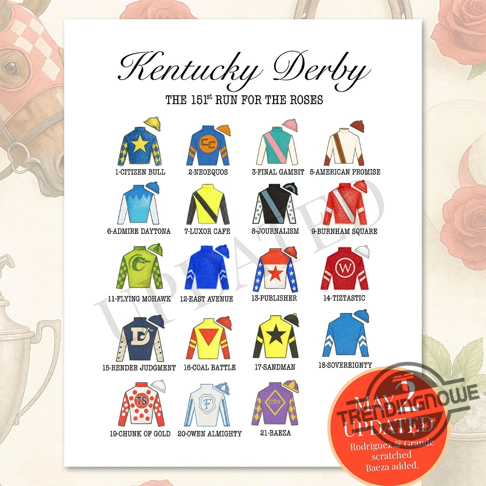 2025 151 Kentucky Derby Horse Roster Poster trendingnowe 1