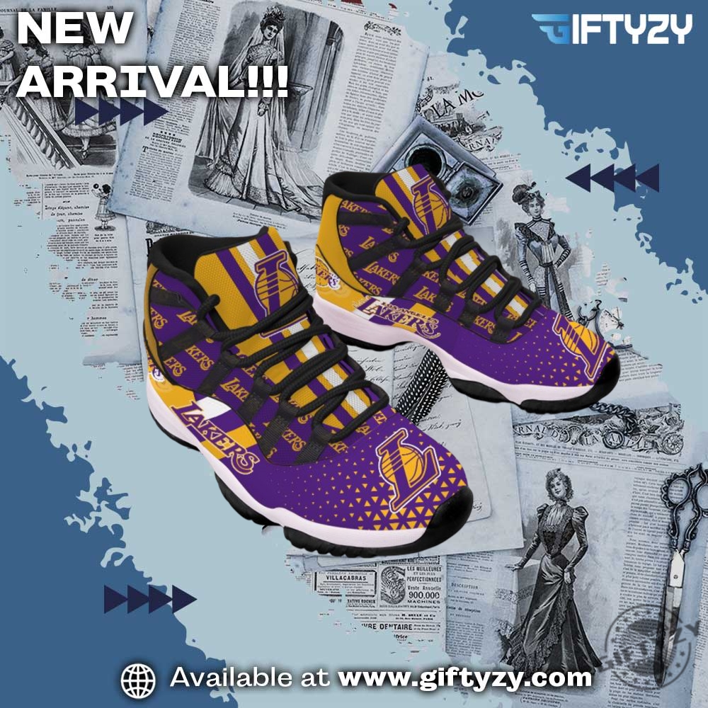 Los Angeles Lakers Nba Logo Air Jordan 11 Shoes 4 Los Angeles Lakers NBA Logo Air Jordan 11 Shoes