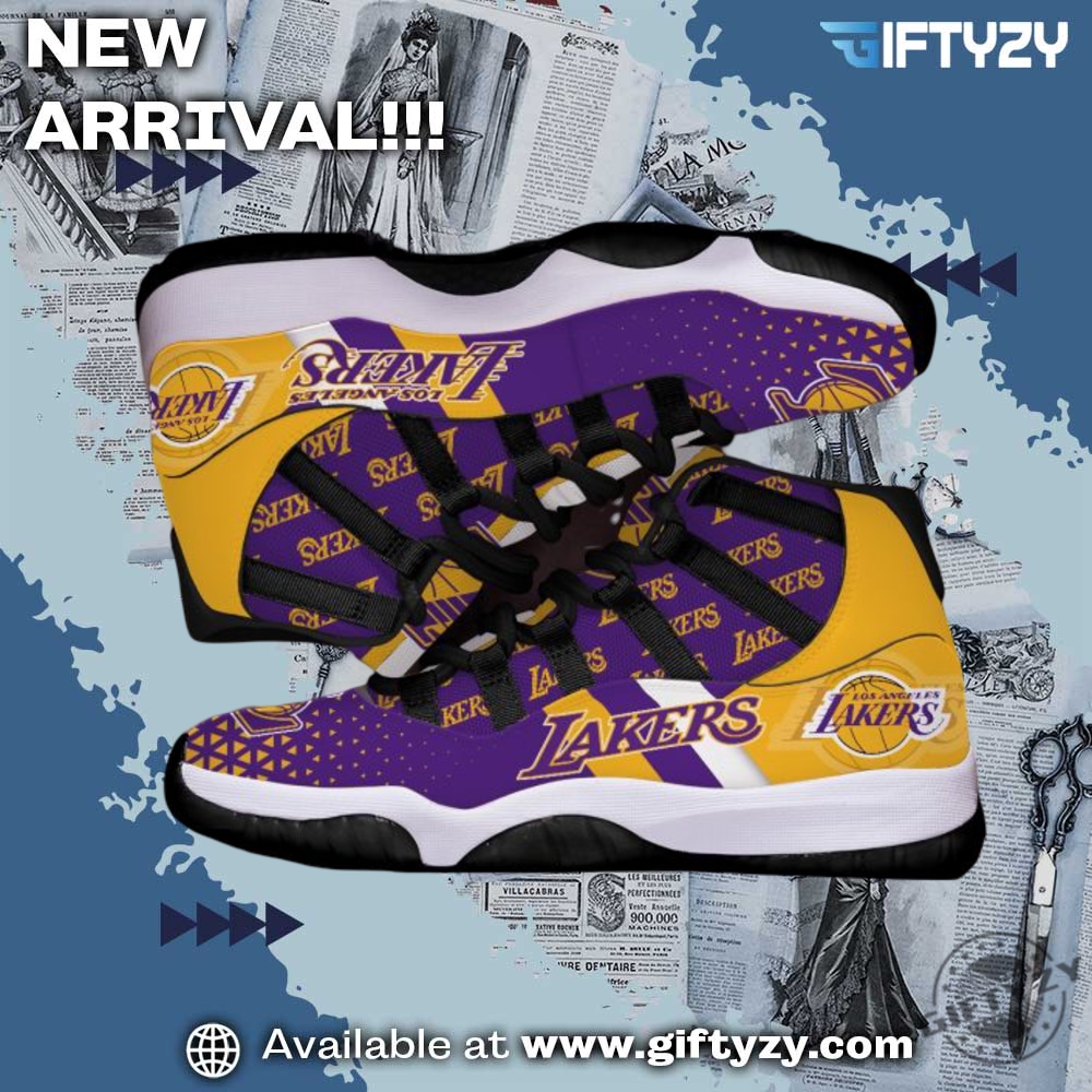Los Angeles Lakers Nba Logo Air Jordan 11 Shoes 5 Los Angeles Lakers NBA Logo Air Jordan 11 Shoes