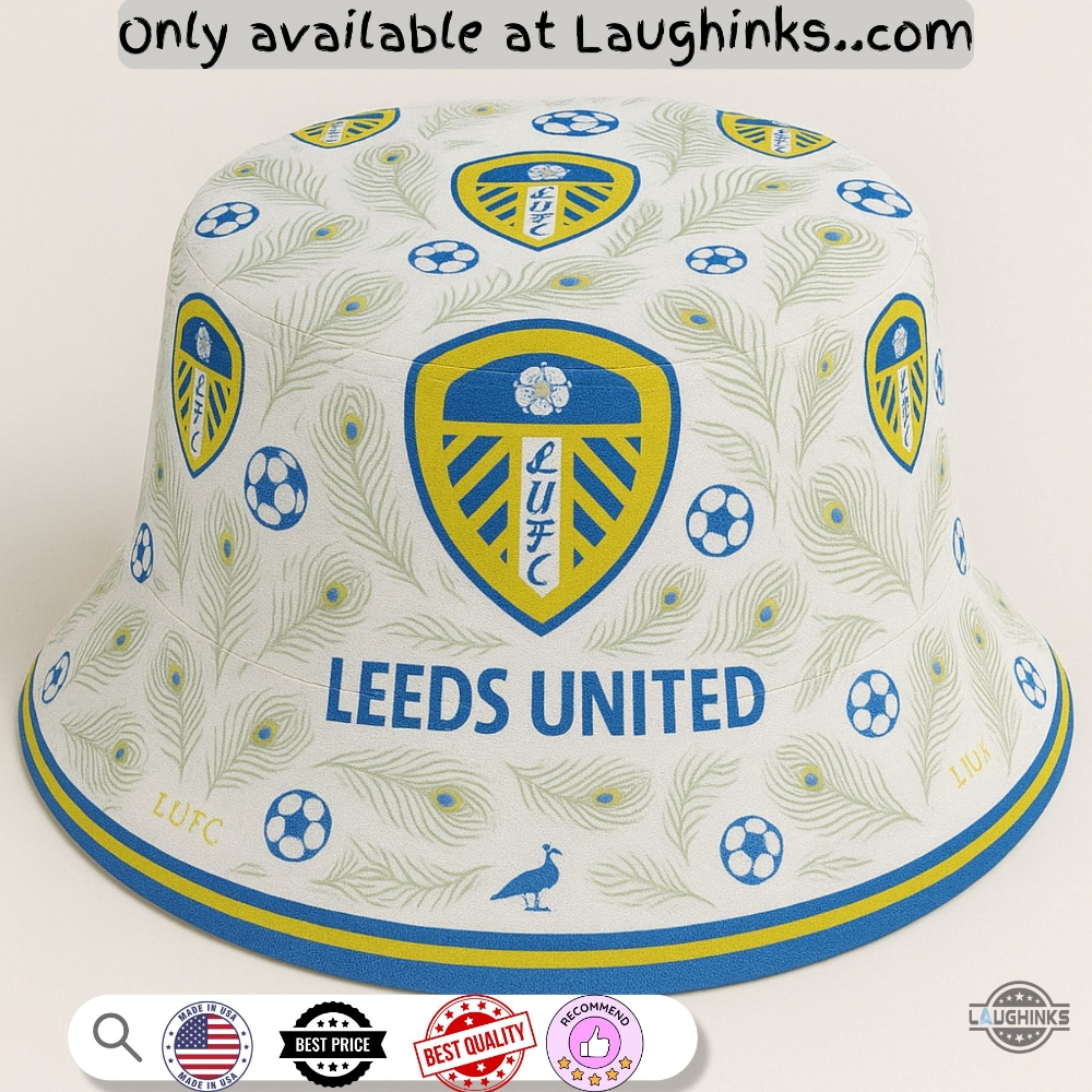 Leeds United Lufc Chequered Football Bucket Hat 2 Leeds United LUFC Chequered Football Bucket Hat
