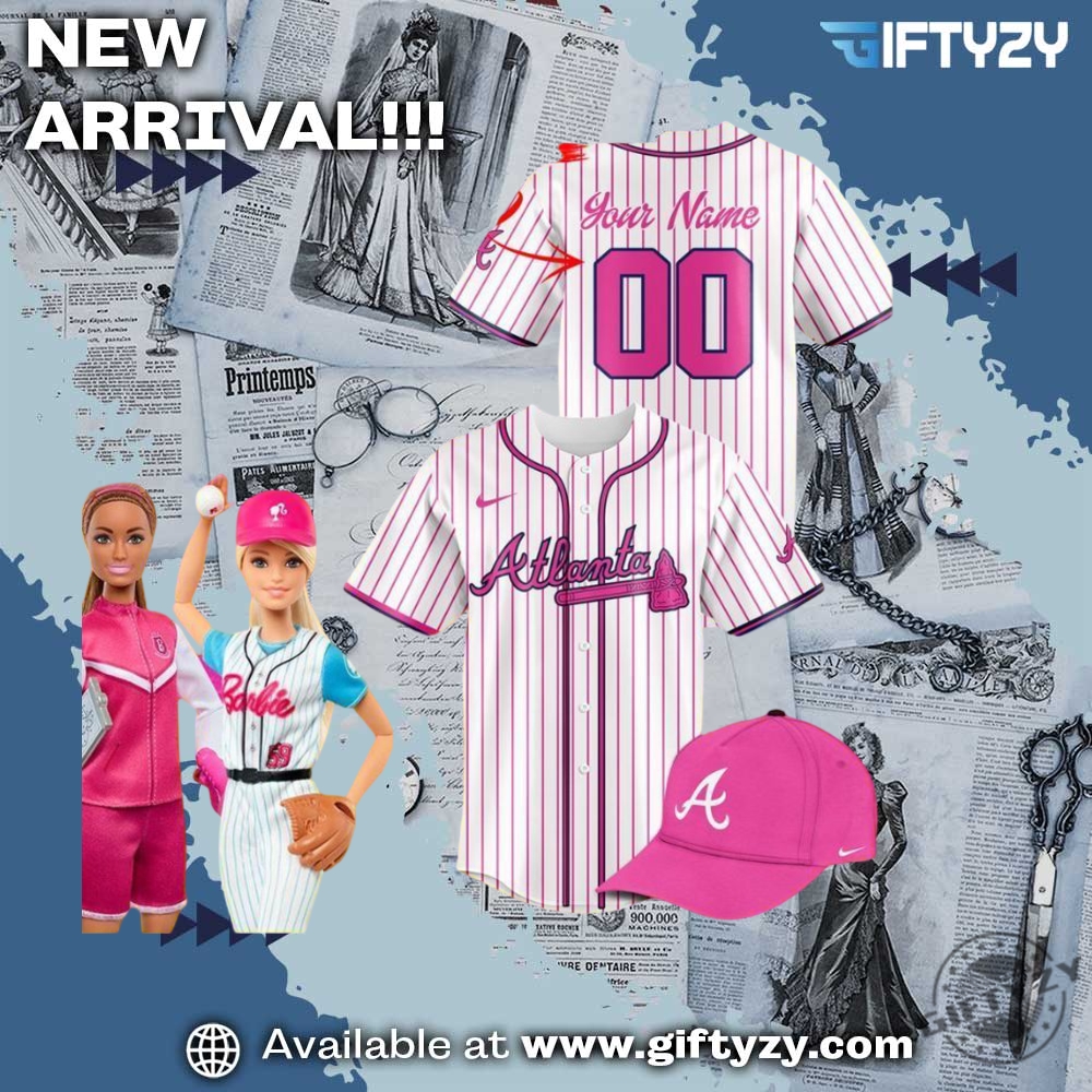 Sport trending shirt, jersey, shoes 19 Atlanta Braves X Barbie Baseball Jersey