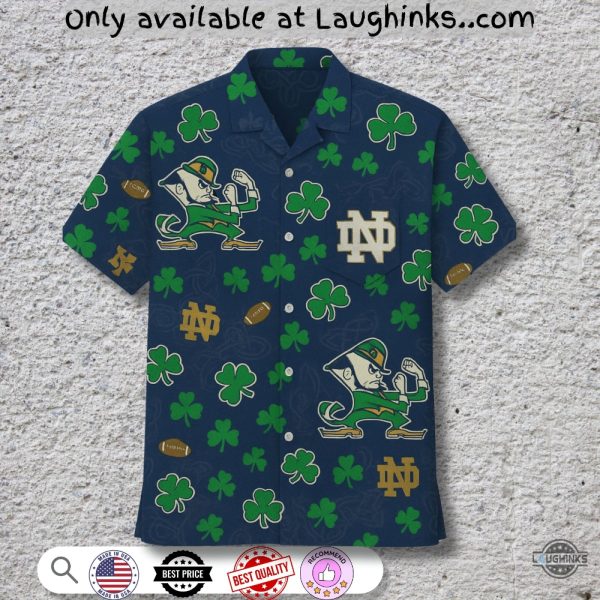 notre dame fighting irish hawaiian shirt alumni leprechaun