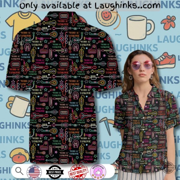 neon guitars keyboards instruments weird al yankovic hawaiian shirt