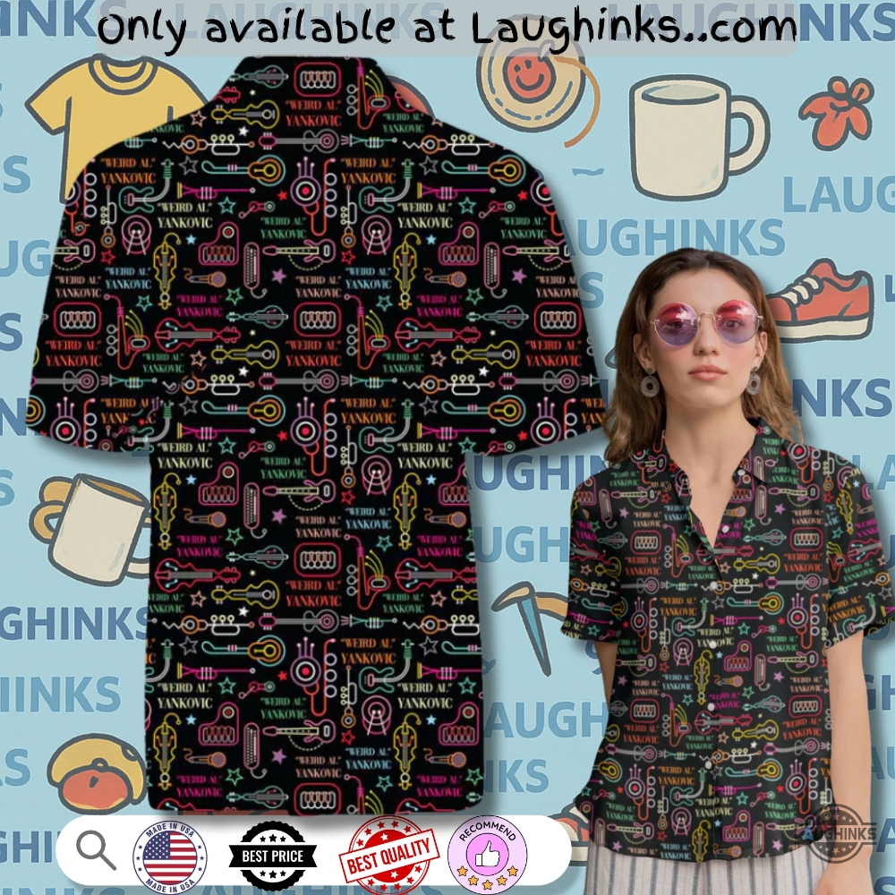Neon Guitars Keyboards Instruments Weird Al Yankovic Hawaiian Shirt 2 Neon Guitars Keyboards Instruments Weird Al Yankovic Hawaiian Shirt