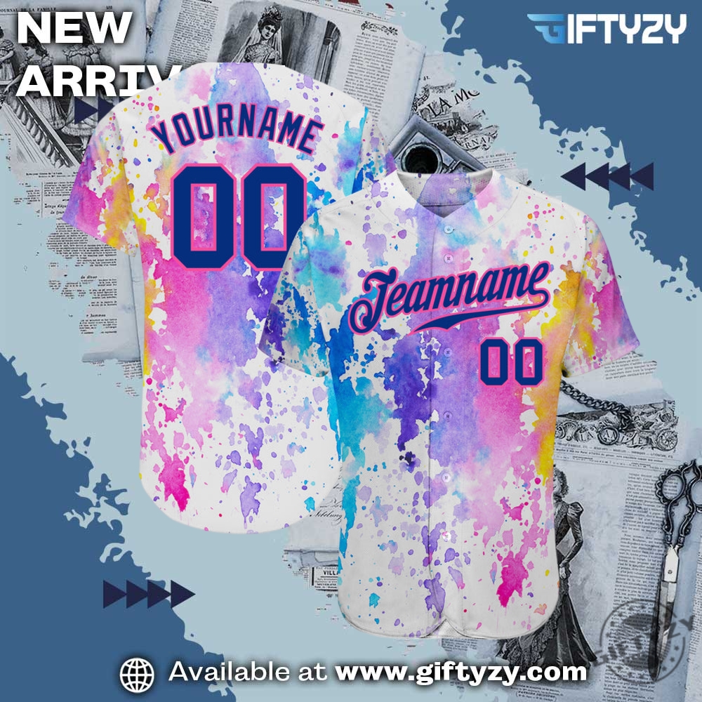 3D Over Printed Shirt and Shoes 14 White Royal Pink 3D Pattern Design Watercolor Authentic Personalized Baseball Jersey