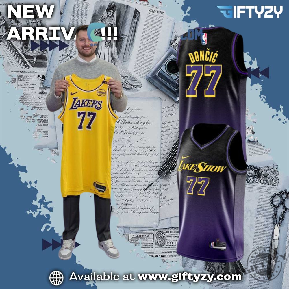 3D Over Printed Shirt and Shoes 18 Nba Basketball Los Angeles Lakers Luka Doncic Purple Black Jersey