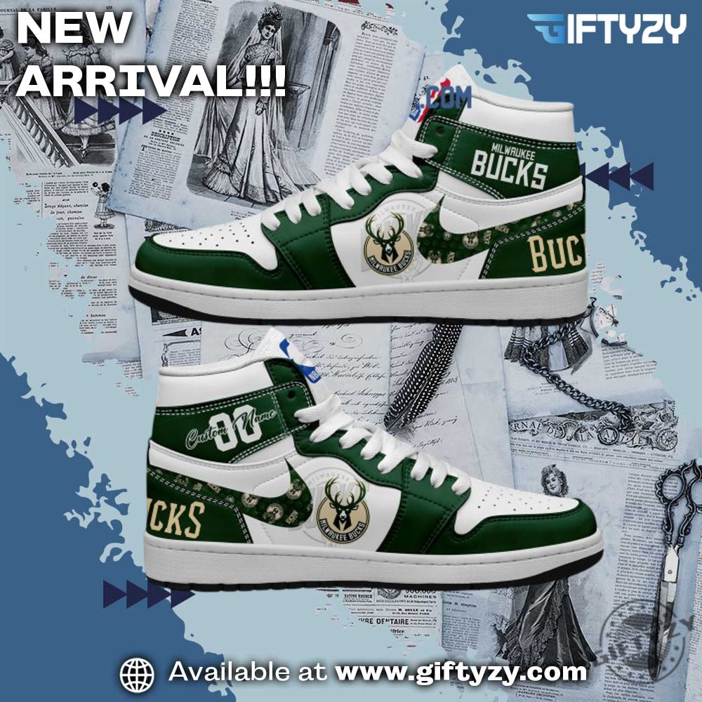3D Over Printed Shirt and Shoes 22 Nba Milwaukee Bucks Personalized Air Jordan 1 Shoes